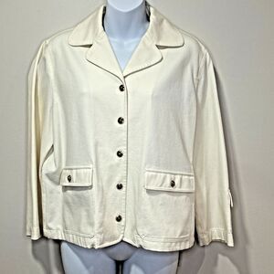 St. John Sport by Marie Gray Womens Size P jacket stretch twill gold snap